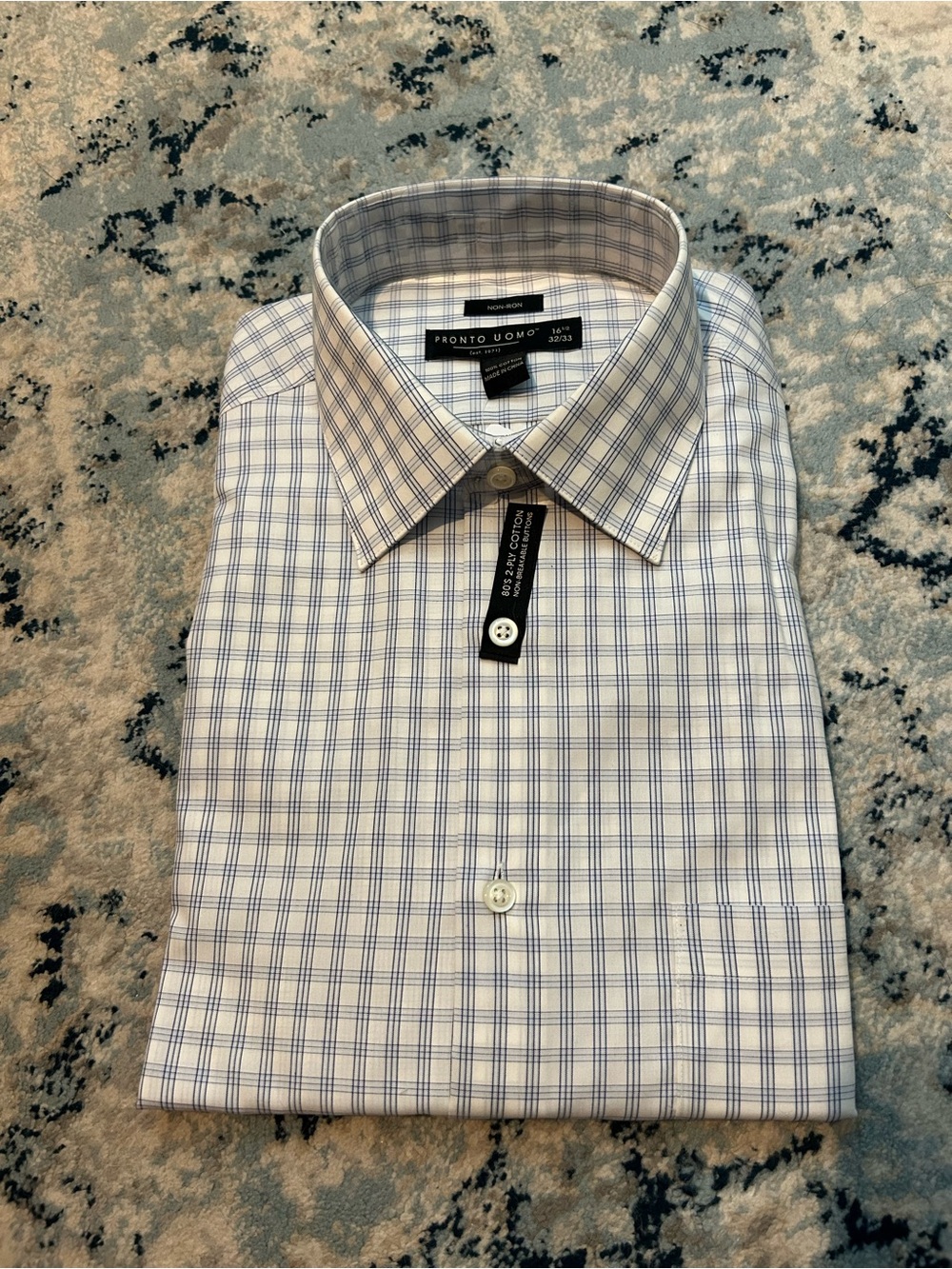 Pronto Uomo Men's Blue and White Dress Shirt